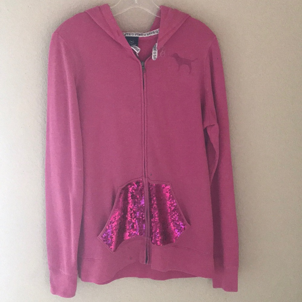 VS PINK Zip Up Sweater w/Sequins